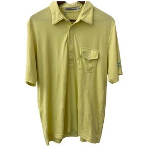 Criquet Mens Players Polo L  Butter Yellow Cimarron Hills Golf Short Sleeve